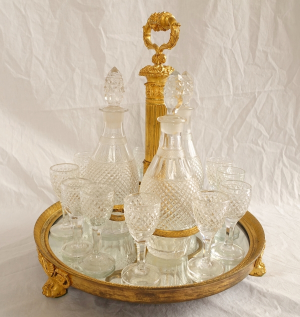 Empire Le Creusot crystal and ormolu liquor set, early 19th century