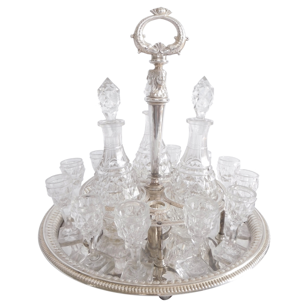 Le Creusot - Empire crystal liquor set, silver-plated frame, early 19th century circa 1820
