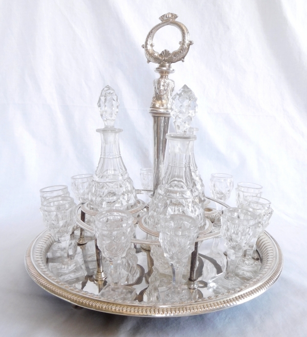 Le Creusot - Empire crystal liquor set, silver-plated frame, early 19th century circa 1820