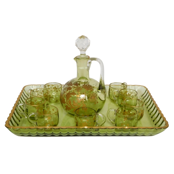 Baccarat crystal liquor set enhanced with fine gold