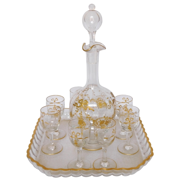 Baccarat crystal liquor set enhanced with fine gold - France circa 1890 10 pieces