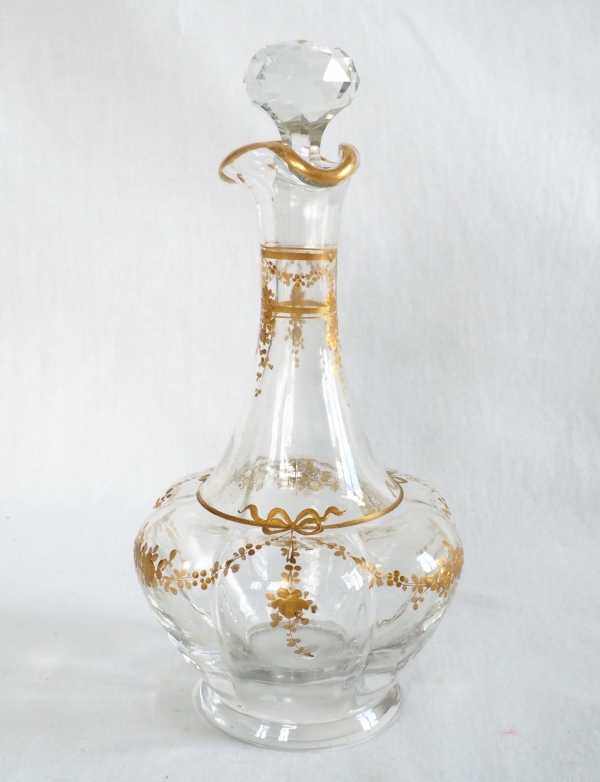 Baccarat crystal liquor set enhanced with fine gold, late 19th century circa 1890