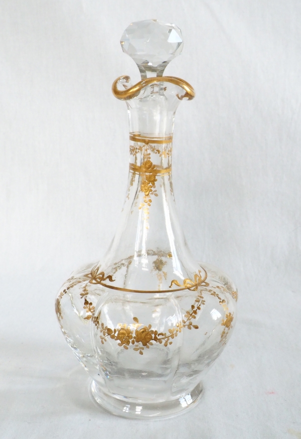 Baccarat crystal liquor set enhanced with fine gold, late 19th century circa 1890