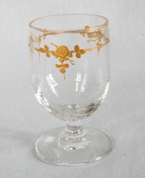 Baccarat crystal liquor set enhanced with fine gold, late 19th century circa 1890