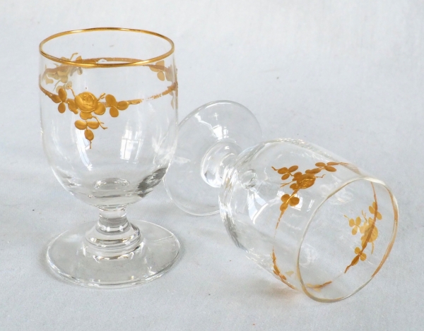 Baccarat crystal liquor set enhanced with fine gold, late 19th century circa 1890