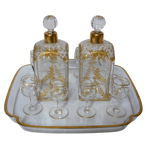 Service à liqueur en cristal de Baccarat doré à l'or fin, fin XIXe siècle, 11 pièces