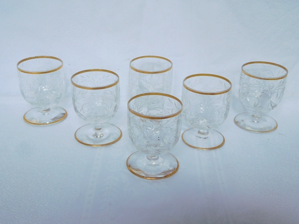 Baccarat crystal liquor set enhanced with fine gold