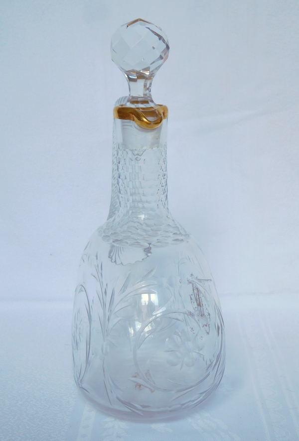 Baccarat crystal liquor set enhanced with fine gold