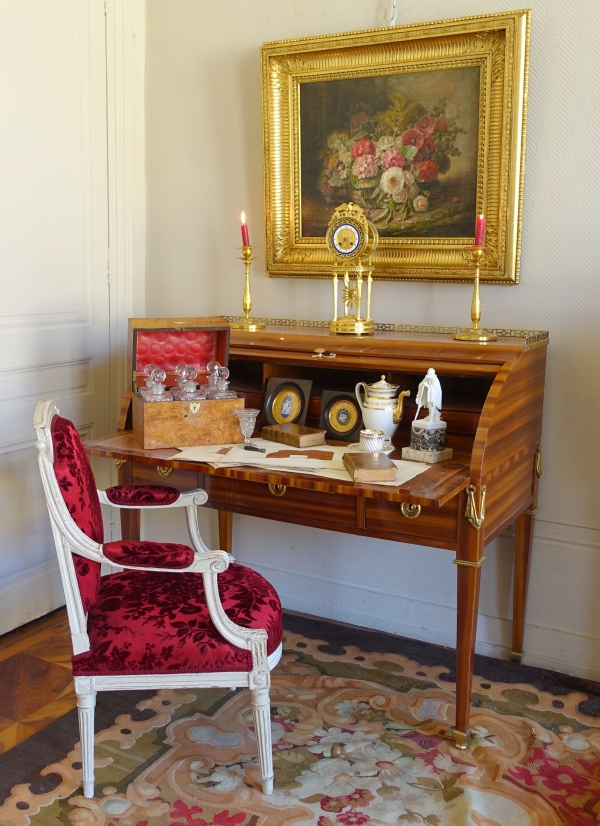 Empire Le Creusot crystal liquor set, original burr wood box - early 19th century