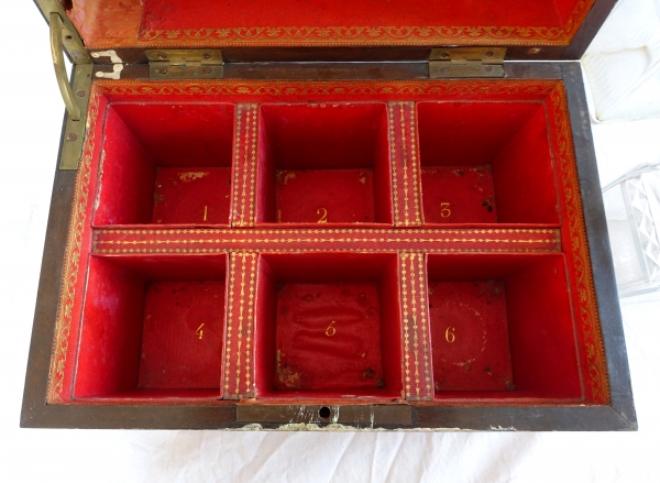 Empire Le Creusot crystal liquor set, original burr wood box - early 19th century