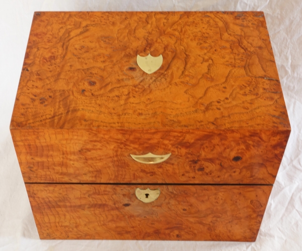 Empire Le Creusot crystal liquor set, original burr wood box - early 19th century