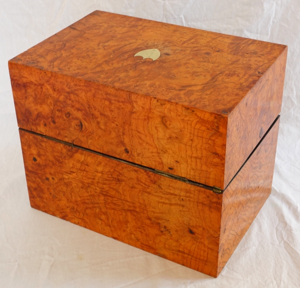 Empire Le Creusot crystal liquor set, original burr wood box - early 19th century