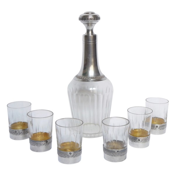 Service à liqueur en cristal de Baccarat et argent massif, style Empire - poinçon Minerve