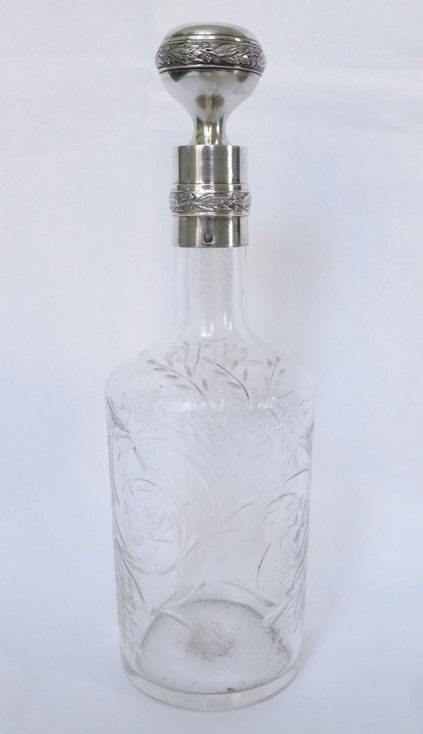 Louis XVI style Baccarat crystal and sterling silver liquor set - late 19th century