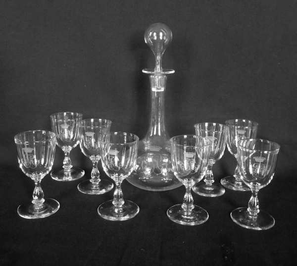 Service à liqueur ou madère en cristal de Baccarat à couronne de Comte - époque XIXe siècle