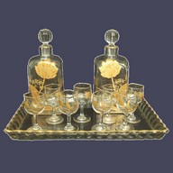 Service à liqueur en cristal de Baccarat doré à l'or fin