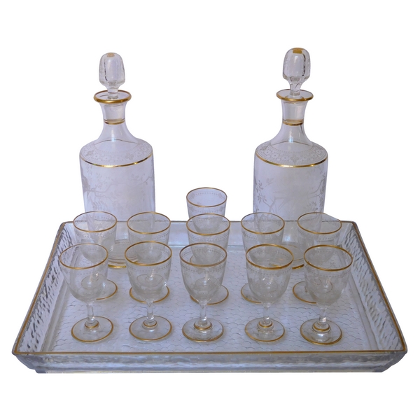 Baccarat crystal liquor set enhanced with fine gold - France circa 1890