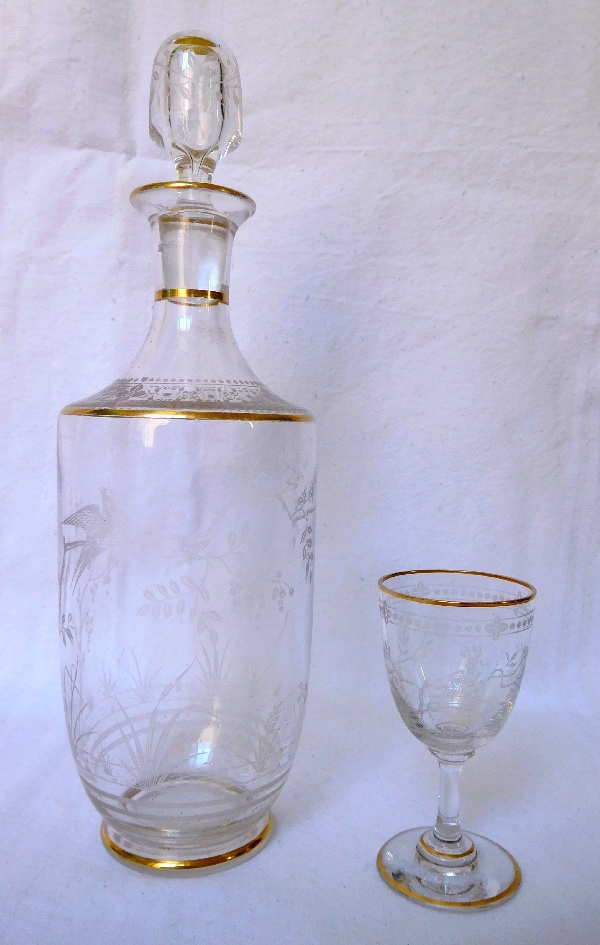 Baccarat crystal liquor set enhanced with fine gold - France circa 1890