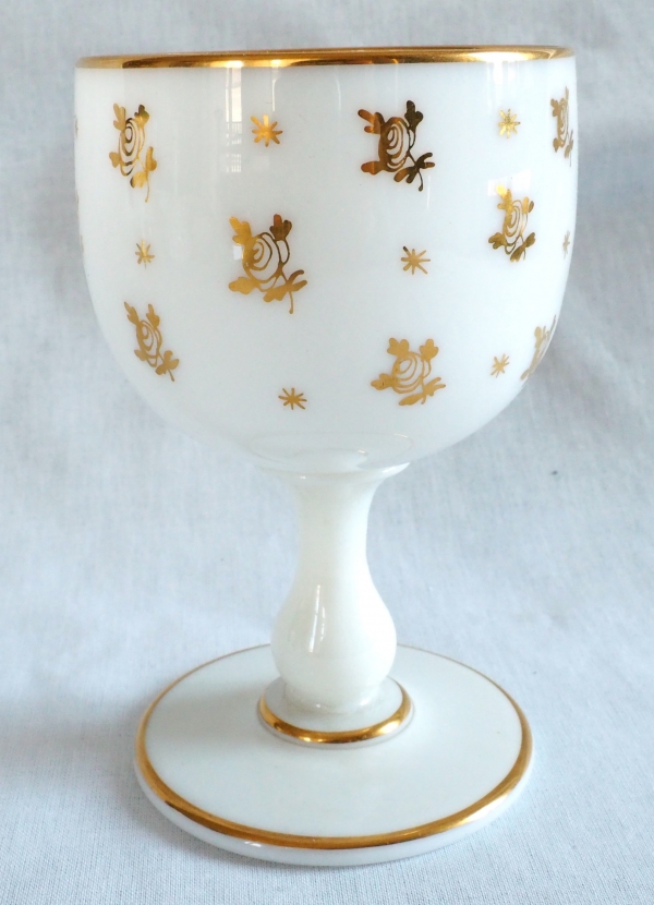 Baccarat : opaline water set enhanced with fine gold, Napoleon III production circa 1860