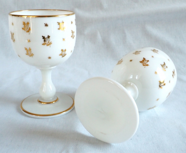 Baccarat : opaline water set enhanced with fine gold, Napoleon III production circa 1860
