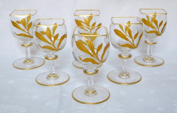 Baccarat crystal Art Nouveau port set enhanced with fine gold, original sticker