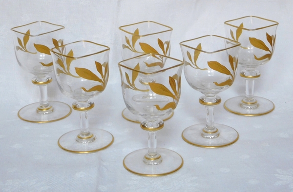 Baccarat crystal Art Nouveau port set enhanced with fine gold, original sticker