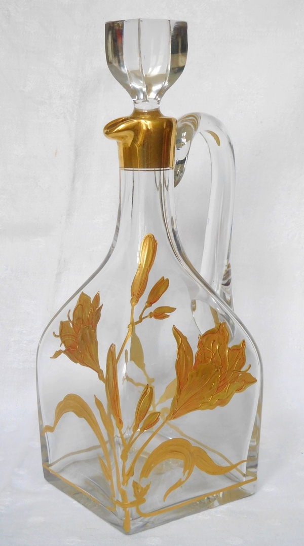 Rare service à porto en cristal de Baccarat doré, époque Art Nouveau - étiquette papier