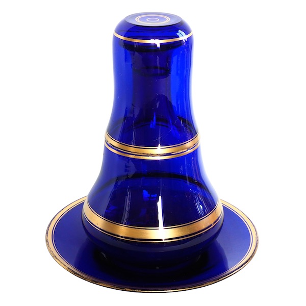 Service de nuit / verre d'eau en cristal de Baccarat bleu cobalt doré à l'or fin - Napoléon III