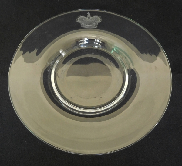 Service verre d'eau à couronne de Prince en cristal de Baccarat gravé - XIXe siècle