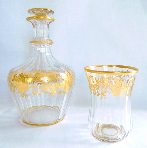 Baccarat crystal night water set gilt with fine gold, 19th century