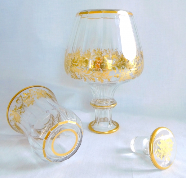 Baccarat crystal night water set gilt with fine gold, 19th century