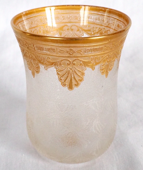 St Louis crystal night water set, Nelly pattern enhanced with fine gold