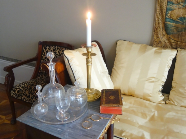 Service verre d'eau / service de nuit 5 pièces en cristal de Baccarat décor gravure Athenienne