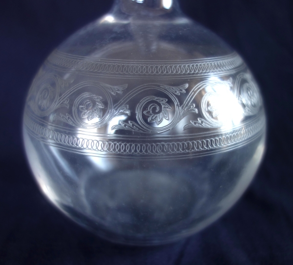 Service verre d'eau / service de nuit 5 pièces en cristal de Baccarat décor gravure Athenienne