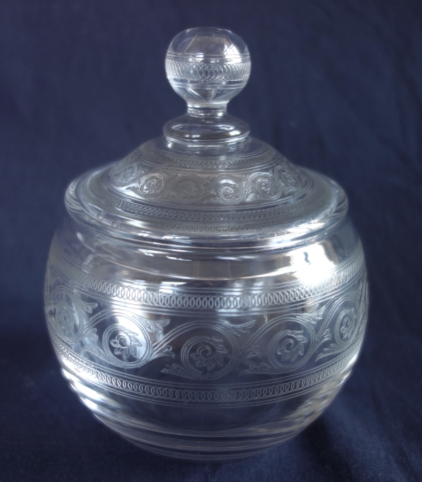 Service verre d'eau / service de nuit 5 pièces en cristal de Baccarat décor gravure Athenienne