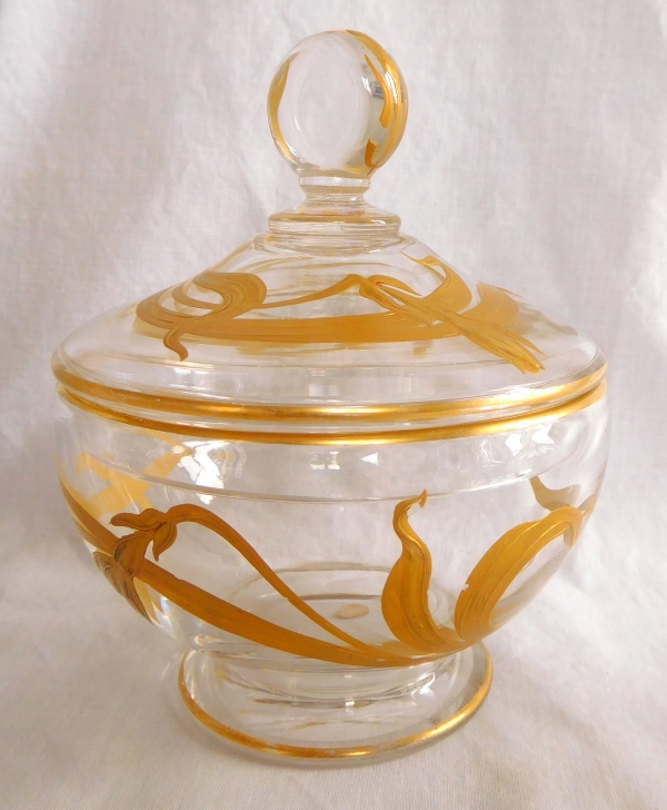 Art Nouveau Baccarat crystal sugar pot - original paper sticker