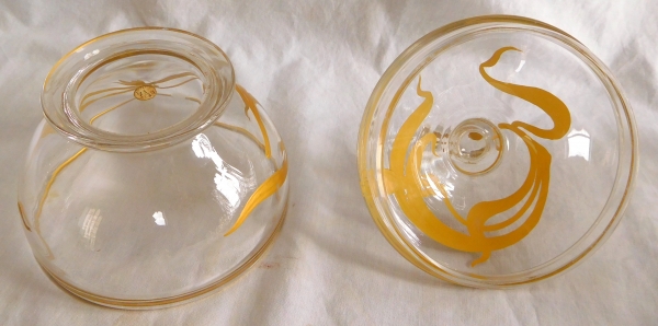 Sucrier en cristal de Baccarat doré d'époque Art Nouveau - étiquette papier