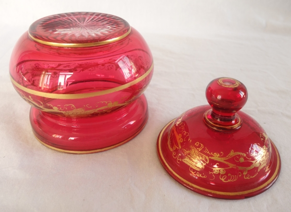 Baccarat crystal sugar pot enhanced with fine gold, Napoleon III period, 19th century