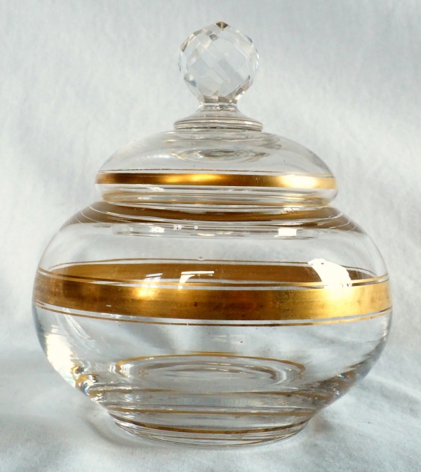 Baccarat crystal sugar pot enhanced with fine gold - late 19th century production