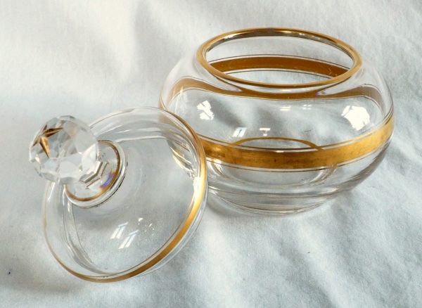 Baccarat crystal sugar pot enhanced with fine gold - late 19th century production