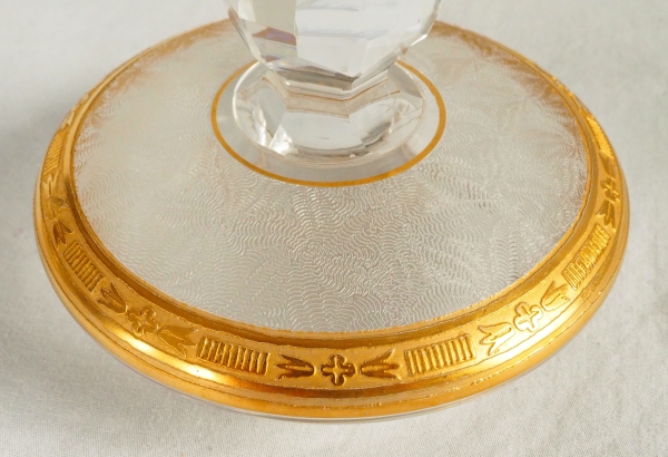 Sucrier en cristal de Saint Louis gravé et doré à l'or fin - modèle Nelly de style Empire