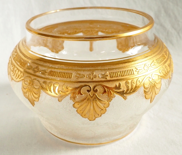 Sucrier en cristal de Saint Louis gravé et doré à l'or fin - modèle Nelly de style Empire