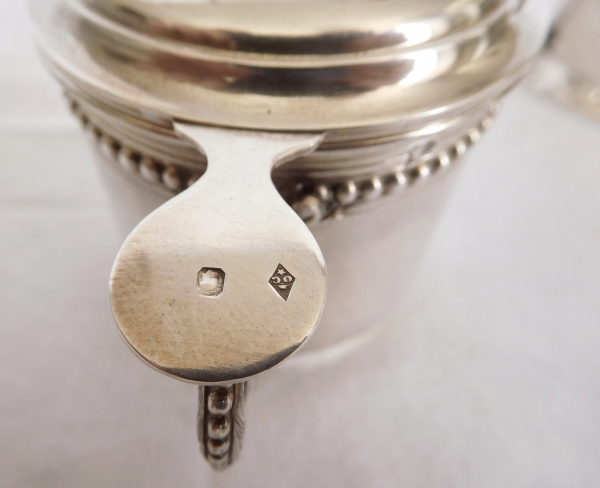 Tasse à café et son filtre pressoir en cristal de Baccarat, argent et vermeil - étiquette papier