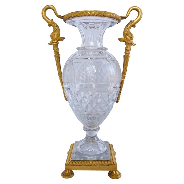 Empire Le Creusot crystal and ormolu vase, early 19th century