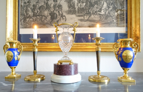 Empire Le Creusot crystal and ormolu vase, early 19th century