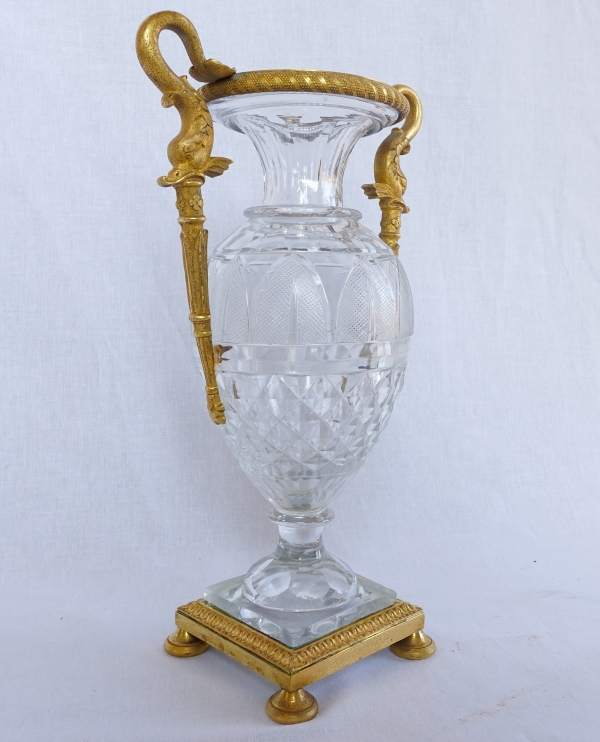 Empire Le Creusot crystal and ormolu vase, early 19th century