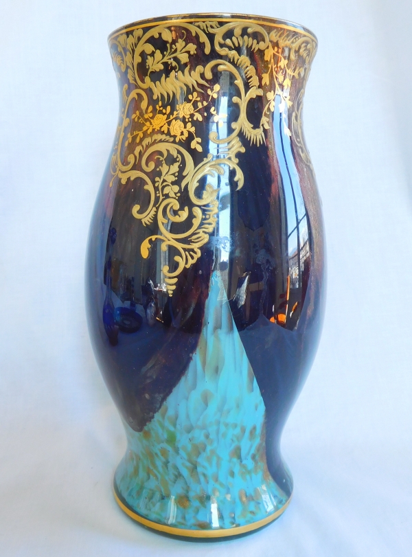 Tall Art Nouveau vase attributed to Ernest Leveillé, late 19th century circa 1890