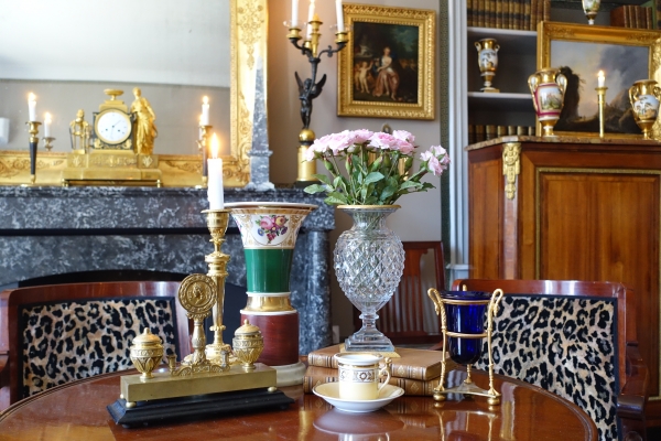 Empire ormolu and blue crystal Athenian style vase, early 19th century