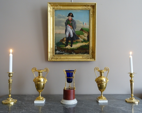 Empire ormolu and blue crystal Athenian style vase, early 19th century