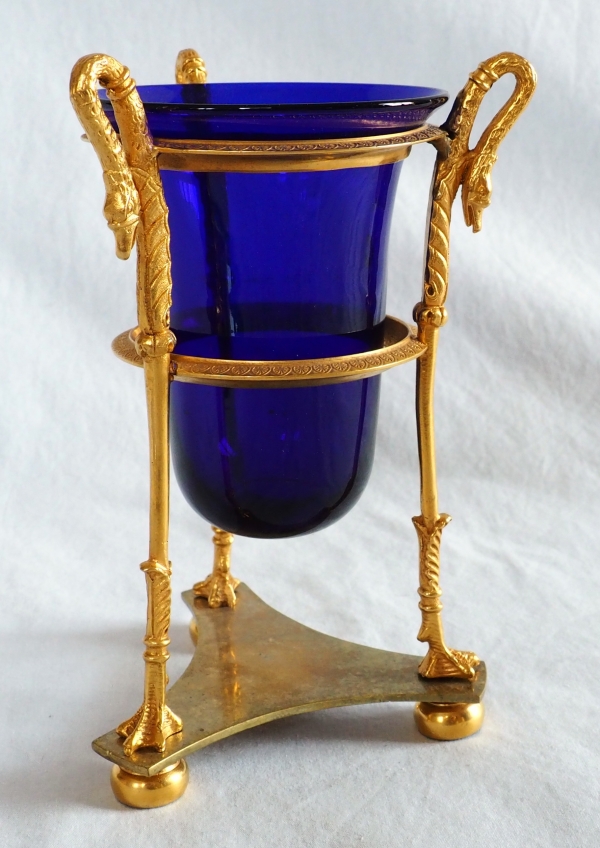 Empire ormolu and blue crystal Athenian style vase, early 19th century